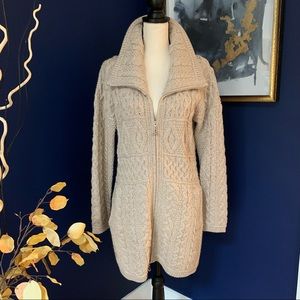 Collar zip merino cardigan